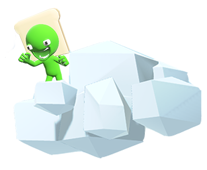 Green Goober jeering from a top a cloud